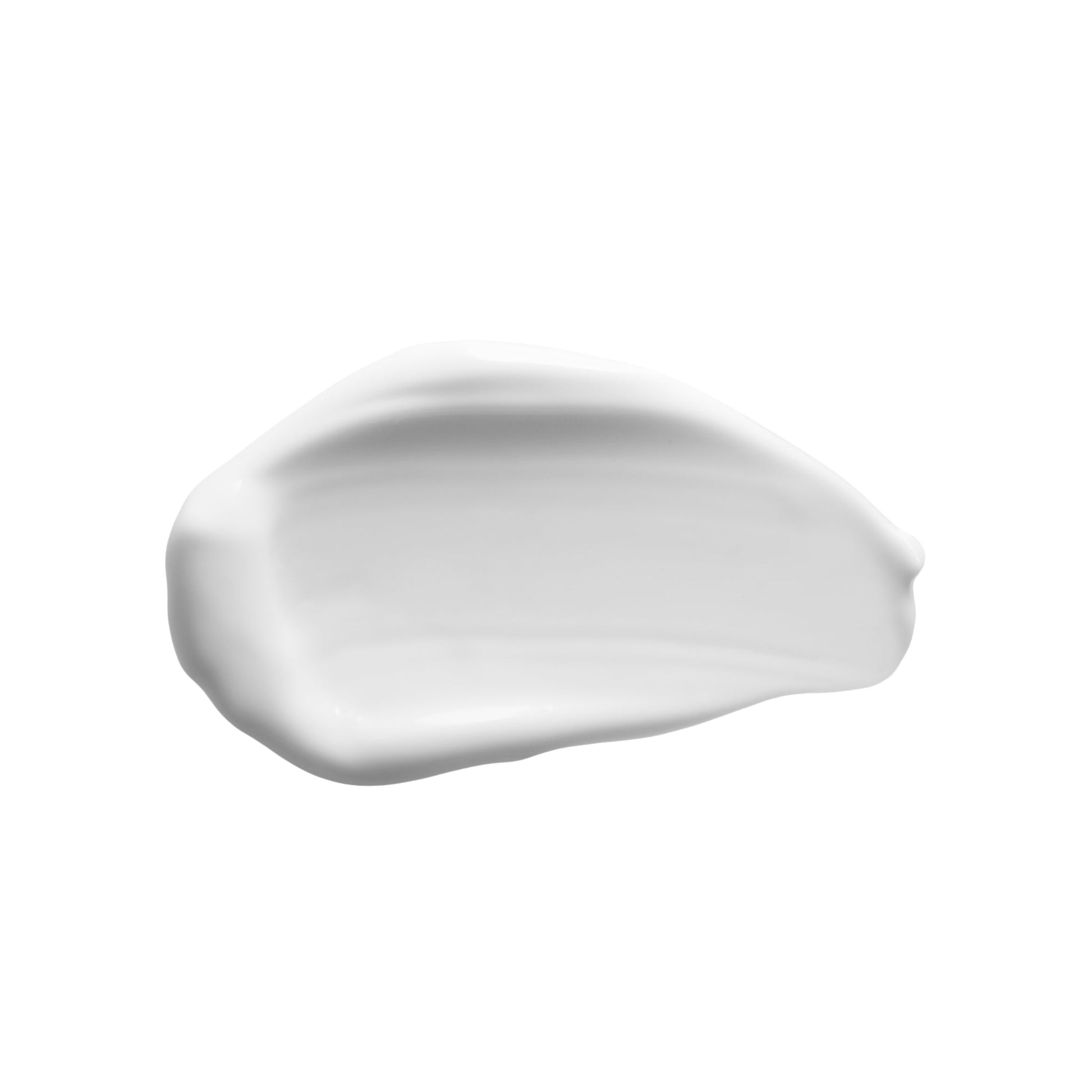 Close-up of creamy white moisturizer swatch against a white background.