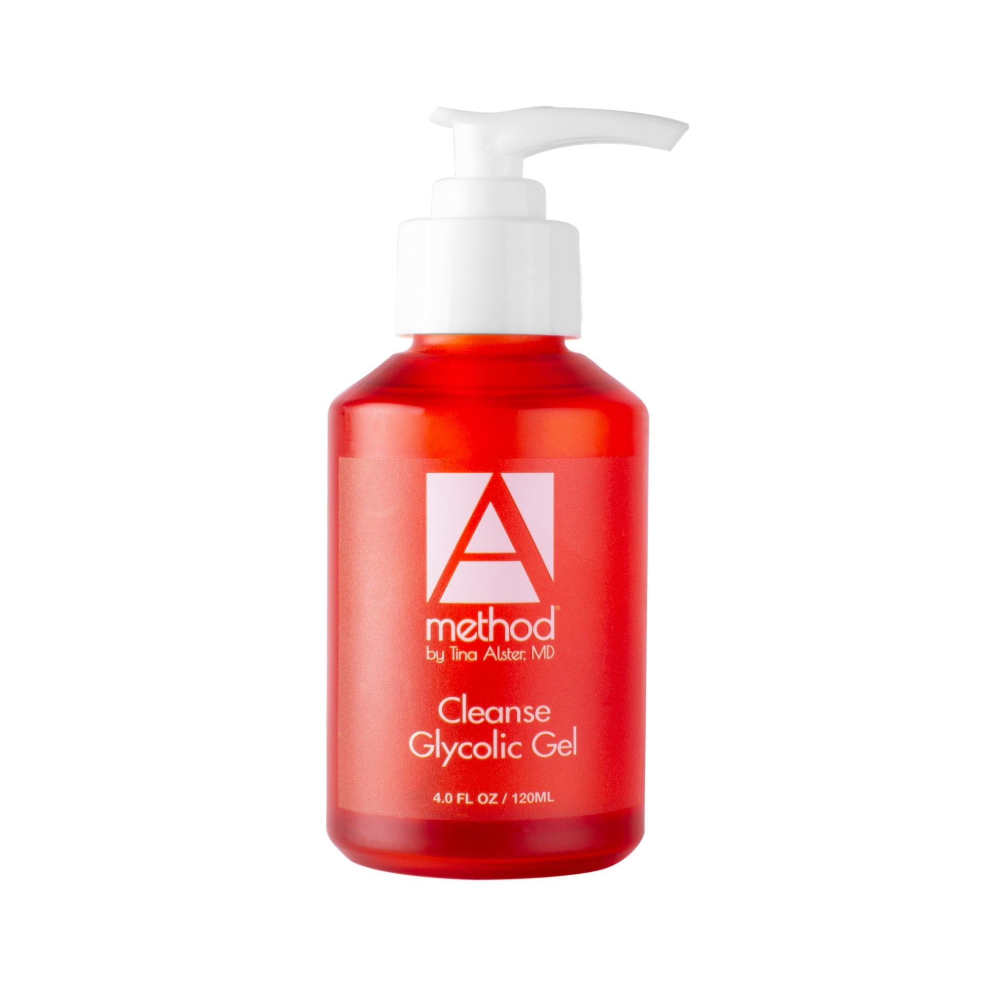 A method by Tina Alster, MD Cleanse Glycolic Gel, 4 oz/120ml, red pump bottle