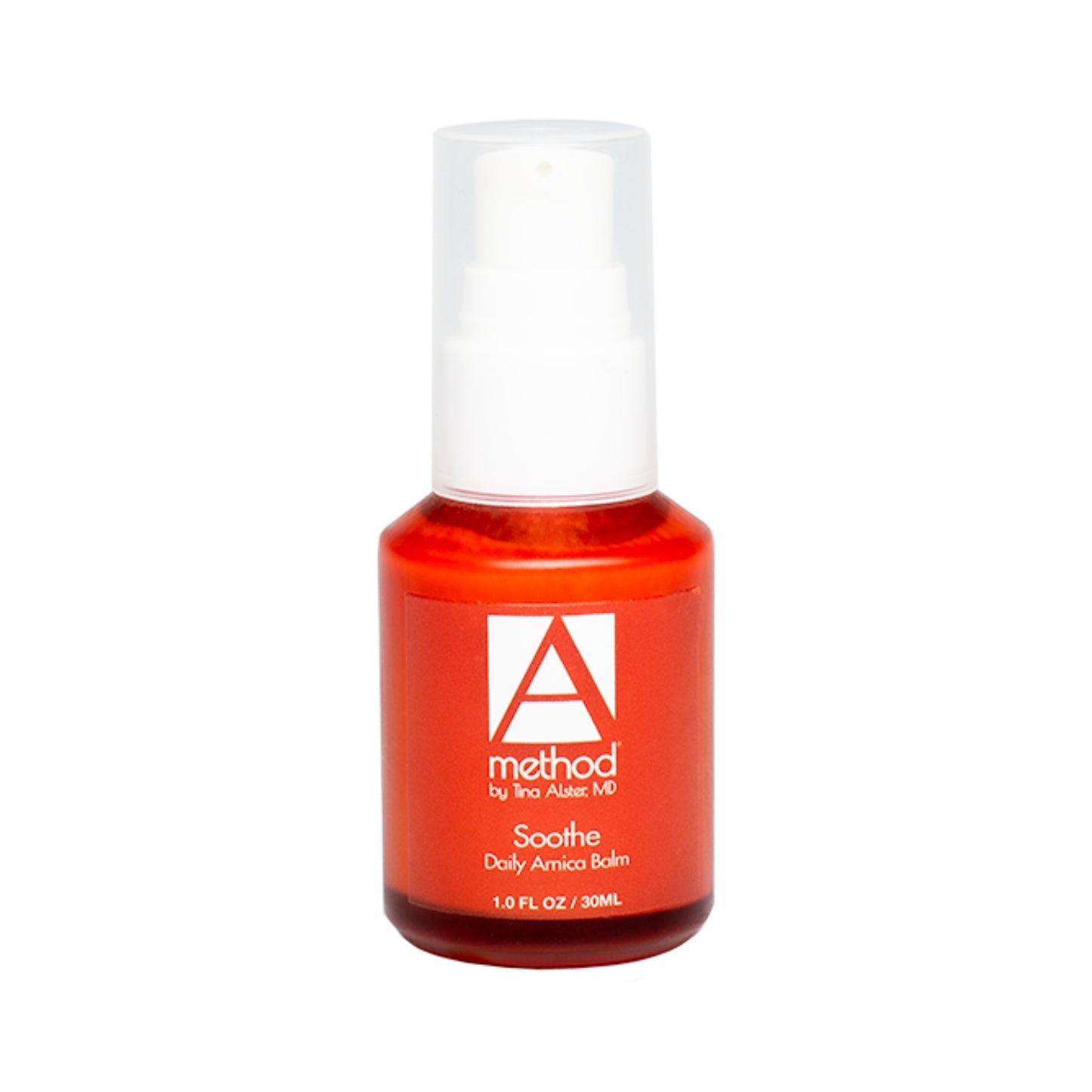 Method by Tina Alster MD Soothe Daily Arnica Balm, 1 fl oz / 30ml, orange balm in amber bottle.