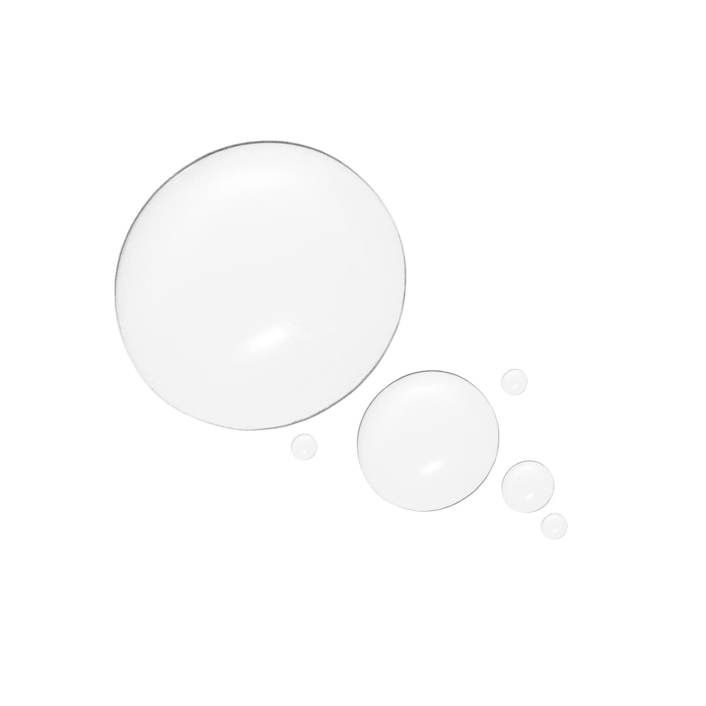 Clear serum drops against a white backdrop