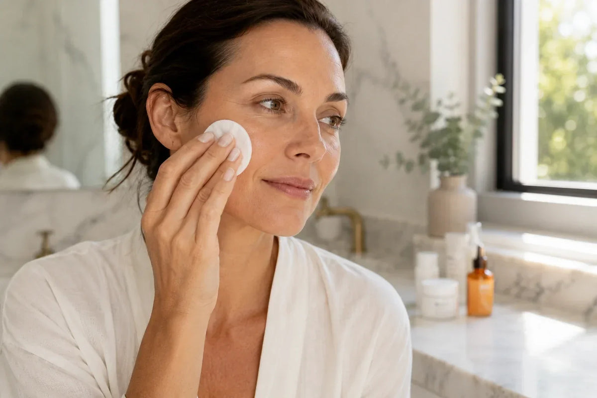 Woman applying a glycolic acid peel at home from The A Method