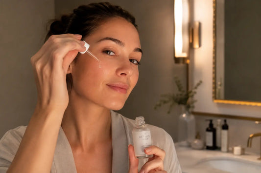 Woman applying retinol serum at night to show whether retinol is good for your skin _ The A Method