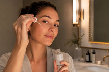 Woman applying retinol serum at night to show whether retinol is good for your skin _ The A Method