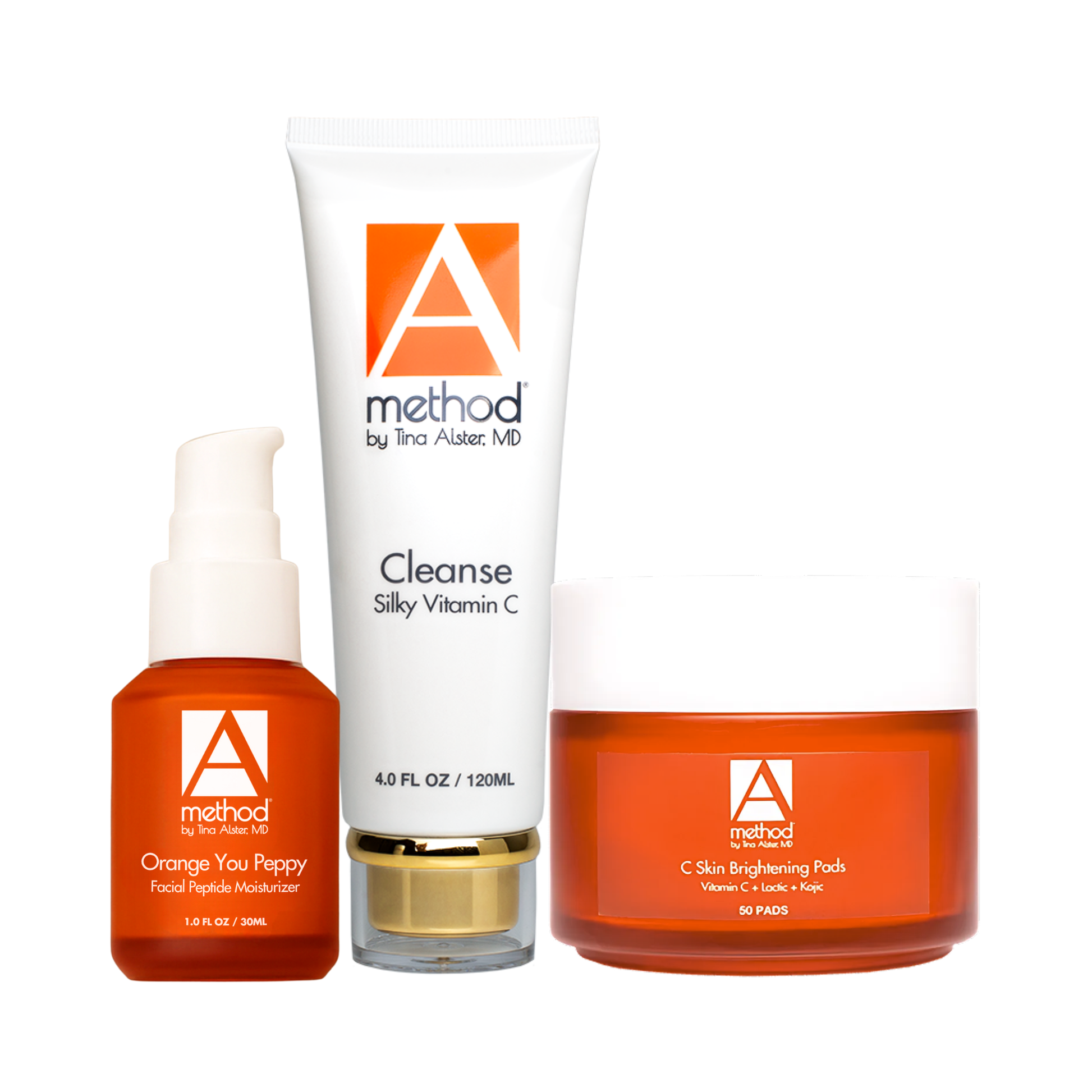 Assortment of skincare products on white background

