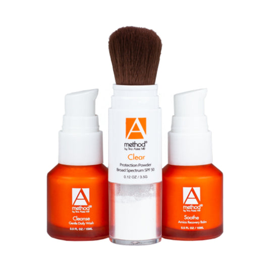 Method by Dr. Alisa MD Post-Care Kit: Clear Protection Powder SPF 50, Gentle Daily Wash, & Amnio Recovery Balm
